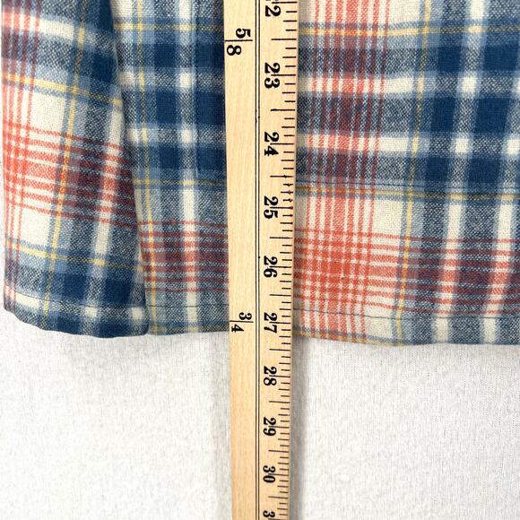 PENDLETON Boyfriend Wool Zip Hoodie Womens Small Cream Blue Pink Plaid Hooded - Picture 15 of 15